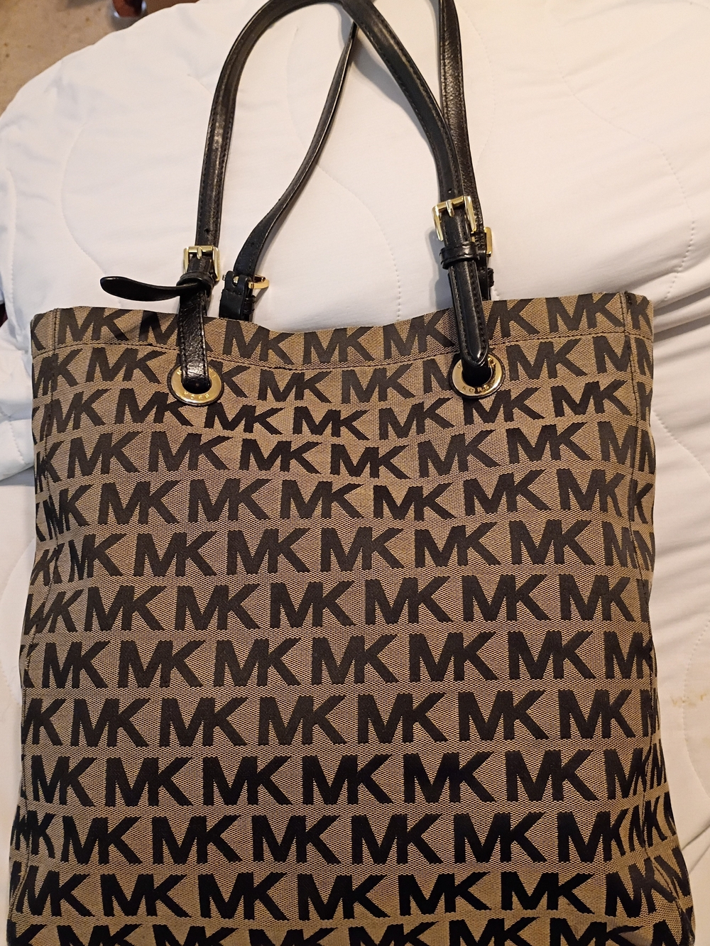 Michael Kors Jet Set Large Signature Shoulder Canvas Tote Bag